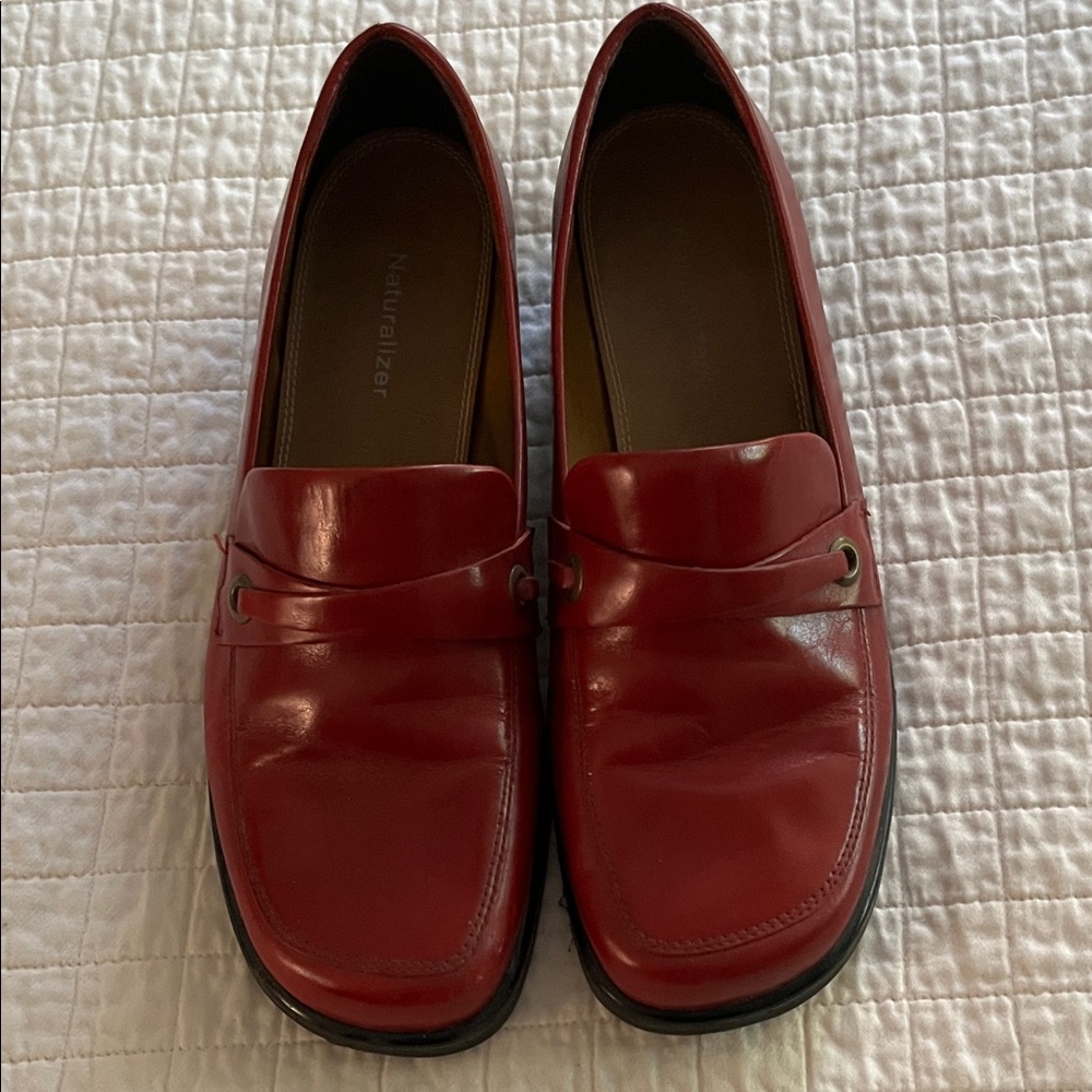 Naturalizer Red Leather Loafers